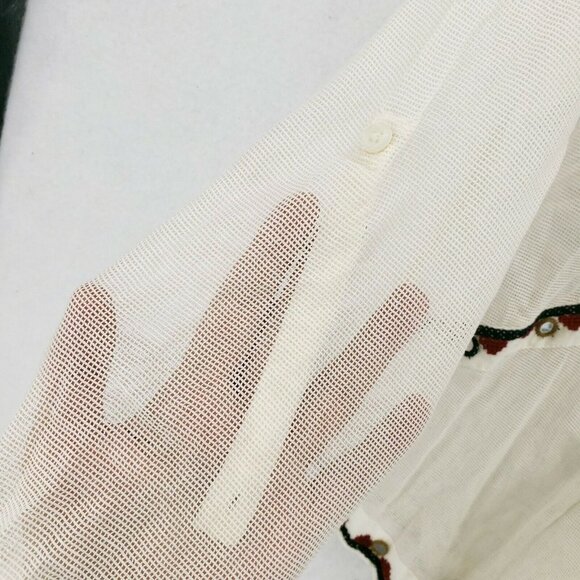 Anthropologie Akemi + Kin Ibis Cream Embroidered Peasant Top Blouse Boho SMALL - Picture 5 of 9